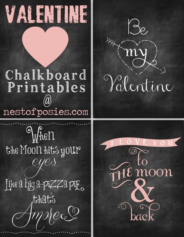 Valentine #Chalkboard #Printables via Nest of Posies #Valentines