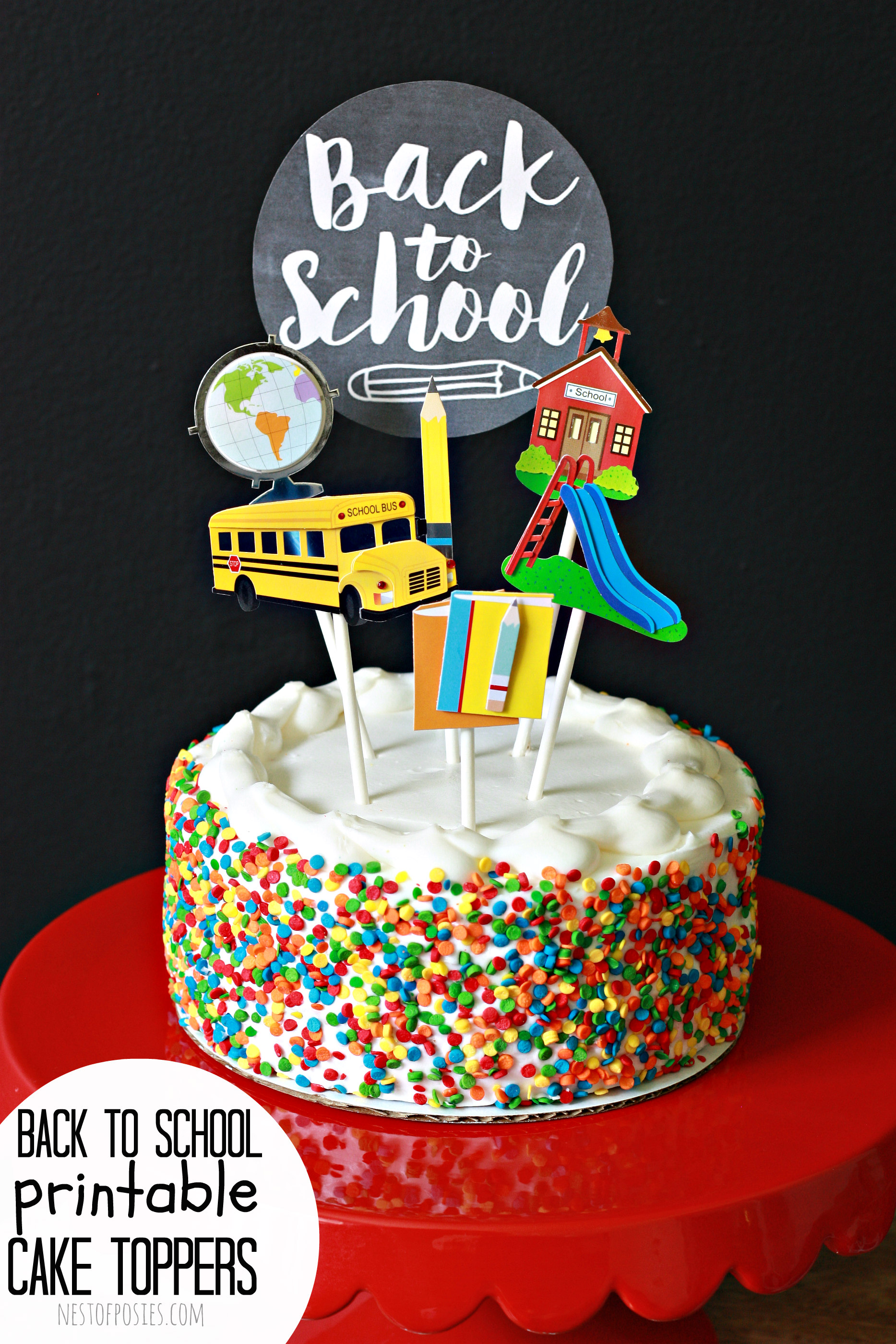 Cake Topper for Back to School Nest of Posies