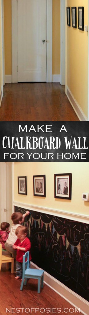 Make a Chalkboard Wall for your home for under 20 dollars!  Full tutorial @NestofPosies