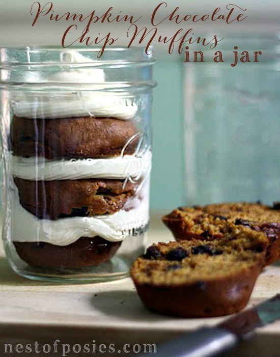 Pumpkin Chocolate Chip Muffins in a Jar