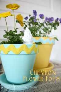 Chevron Flower Pots + beauty shop makeovers