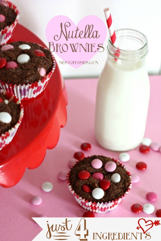 Valentine Nutella Brownies with only 4 ingredients!