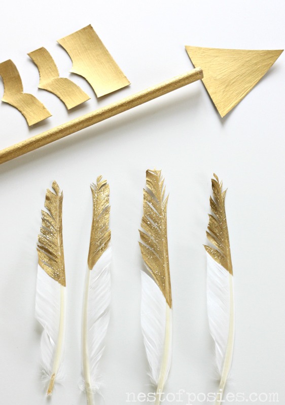Gold dipped Feathers and Arrow via Nest of Posies