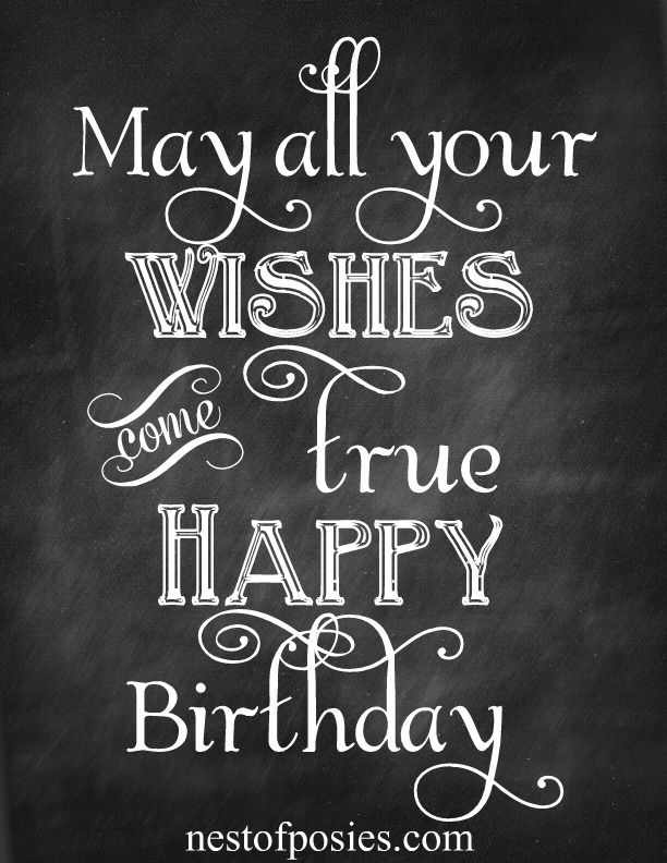 May all your wishes birthday chalkboard printable