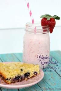 Blueberry Cornbread & PB&J Smoothies {a quick & healthy breakfast}