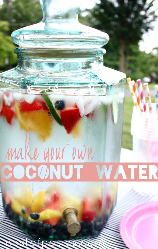 Make your Own Coconut Water. Make a big batch for everyday or for parties! So good for you! via Nest of Posies