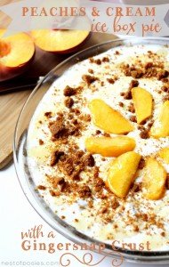 Peaches and Cream Ice Box Pie with a Gingersnap Crust