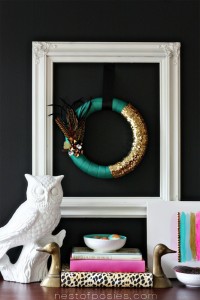 Pantone Emerald Green Fall Feather Wreath