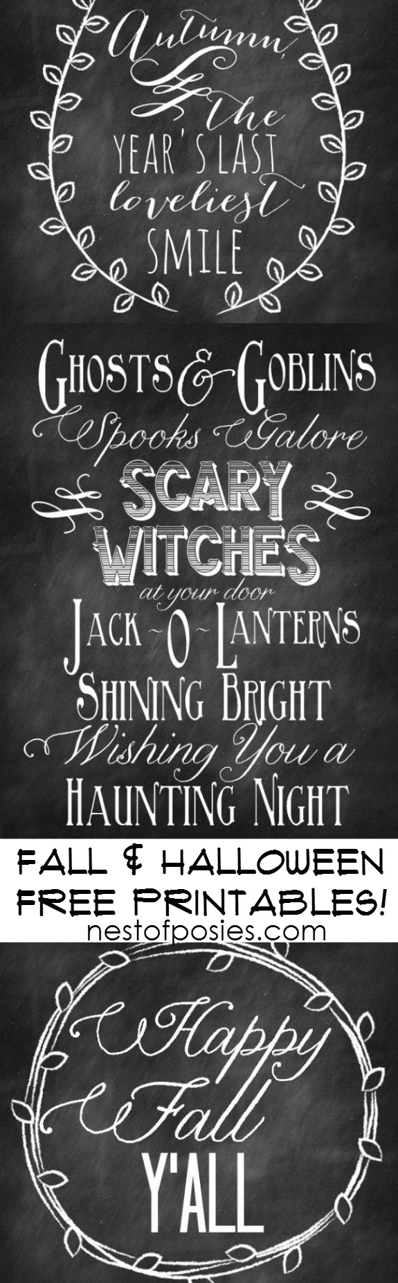 Chalkboard Fall and Halloween Free Printables. A beautiful collection for your home