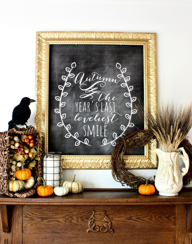 Fall Harvest Chalkboard Mantel