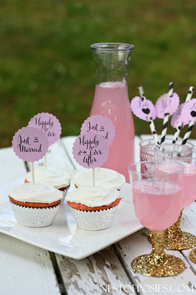 Bridal Shower or Wedding Printable Cupcake and Drink Toppers