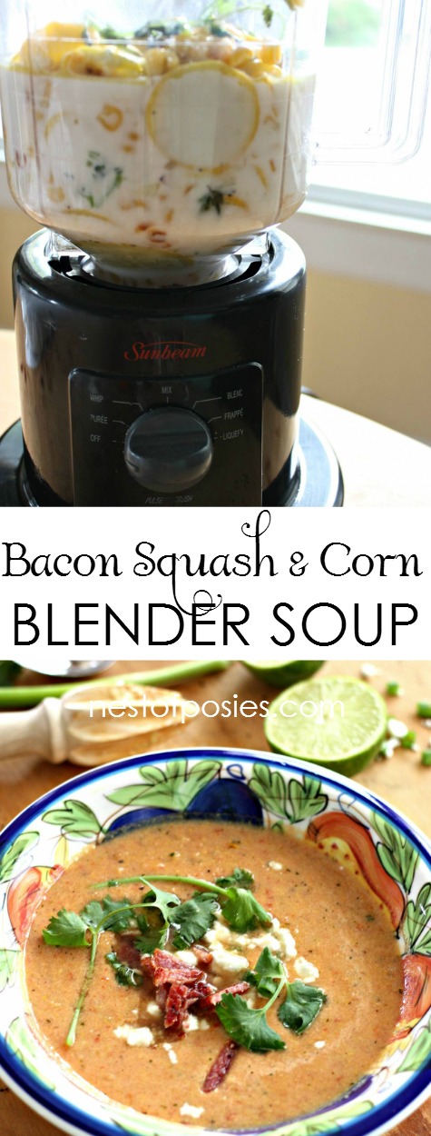 Bacon Squash and Corn Blender Soup. So easy and delicious!