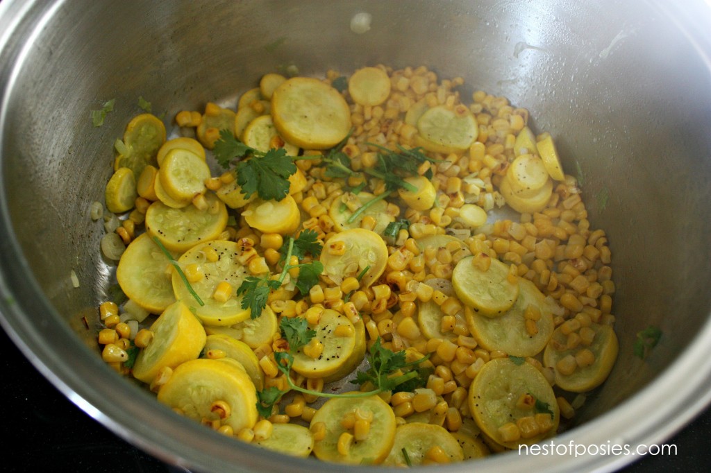 Saute Squash Corn Shallots and Cilantro