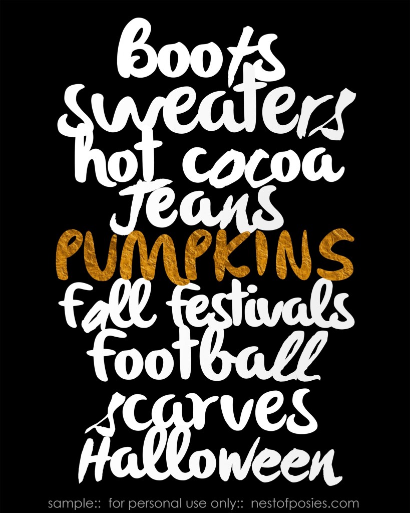 Fall Favorites Printable in Black