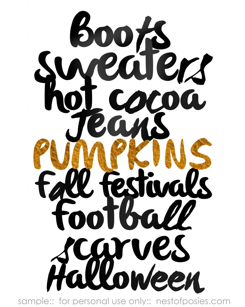 Fall Favorites Printable in WHITE