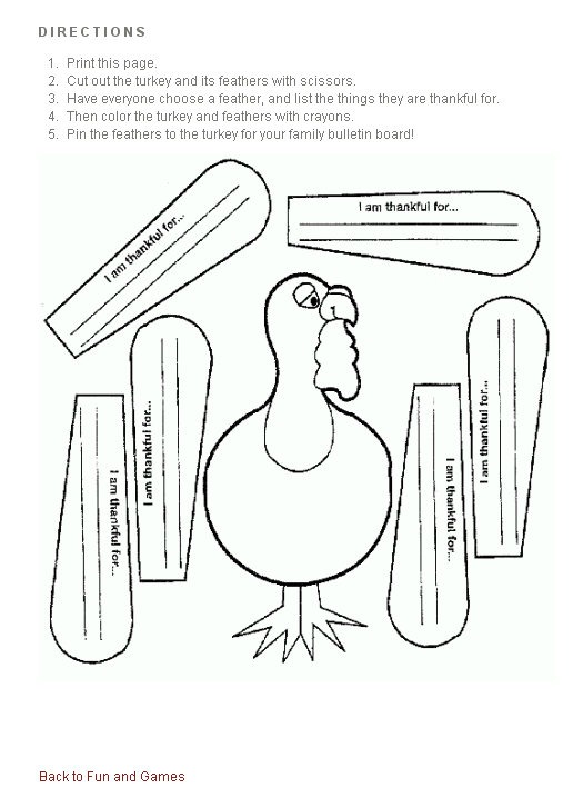 I'm Thankful For Thanksgiving Coloring and Craft Page