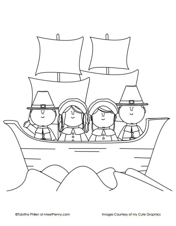 Mayflower Ship Thanksgiving Coloring Page
