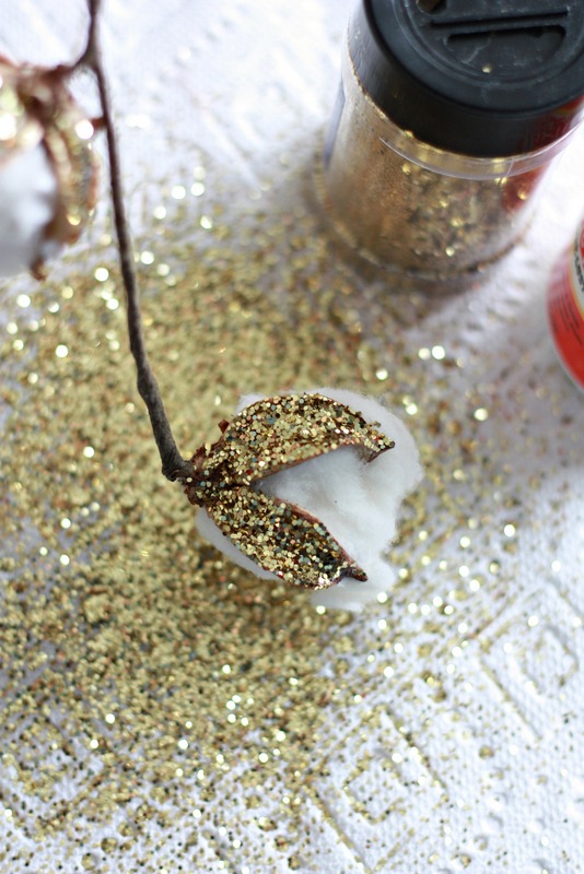 How to Glitter Dipped Cotton for Ornaments