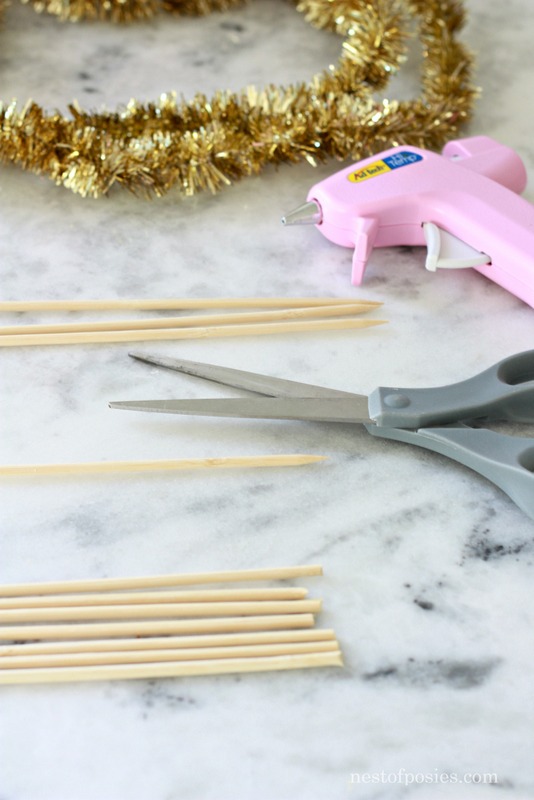 Skewer Sticks and Tinsel make a fun Stir Stick for your parties and drinks