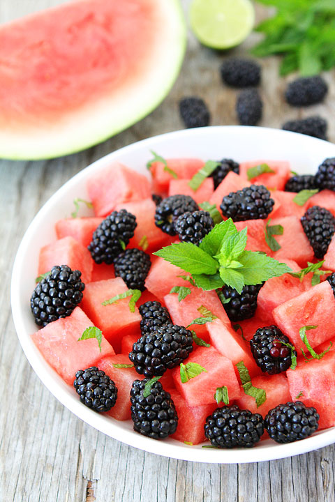 Watermelon Blackberry and Mint Salad