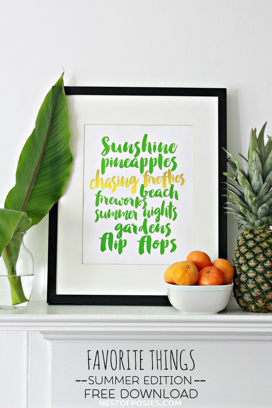 Favorite Things Summer Edition FREE Printable Download.