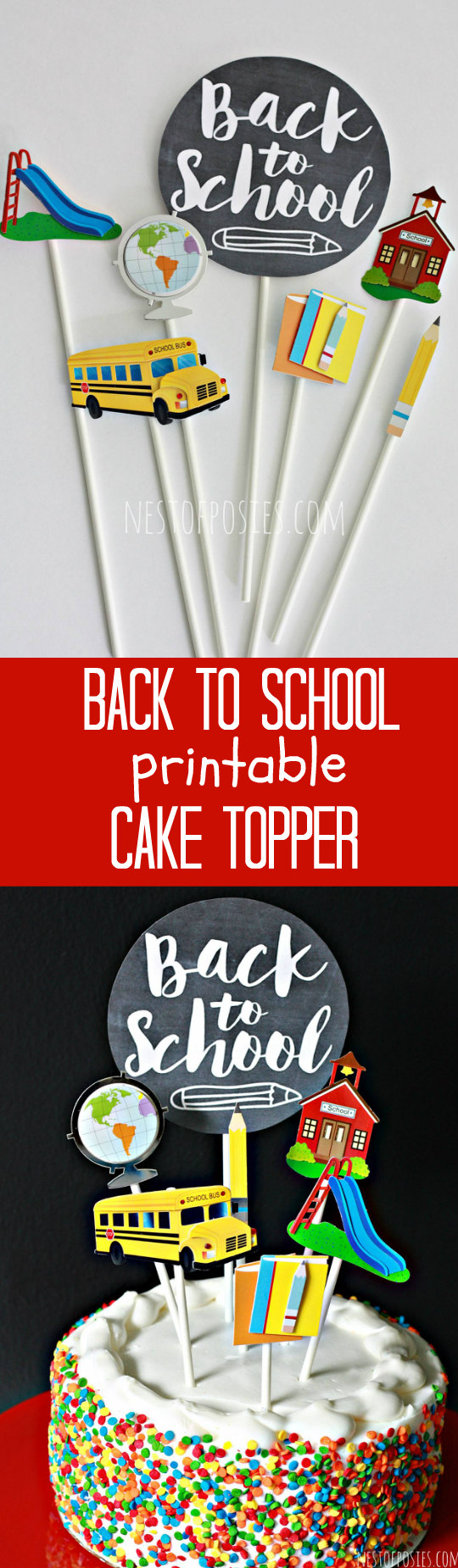 Celebrate the first week of school with these fun cake toppers. Free printable.