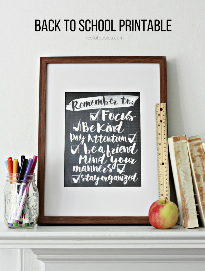 Goals for back to school.  Free printable in 8x10 or 11x14. In many color options.