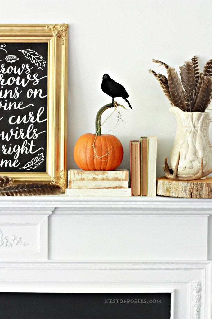 Fall Mantel Display with free chalkboard printable download