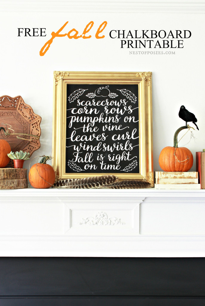 Free Fall Chalkboard Printable Download. Perfect for the mantel or anywhere! In 8x10 & 11x14 in various colors!