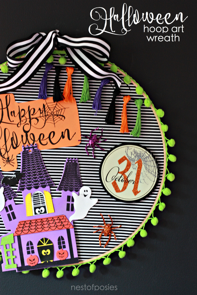 Halloween Hoop Art Wreath. Fun craft idea for kids!