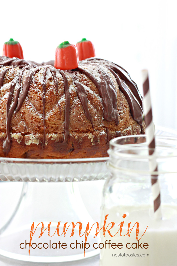 Incredible Pumpkin Chocolate Chip Coffee Cake. So moist and extremely easy to make.