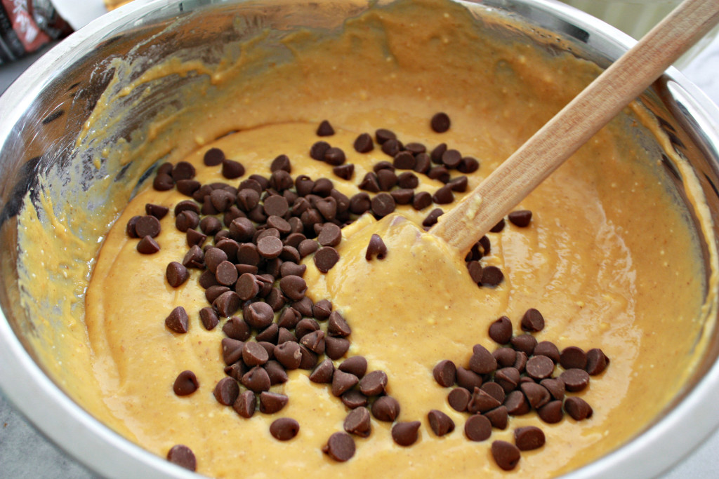 Mixing up the batter for Pumpkin Chocolate Chip Coffee Cake