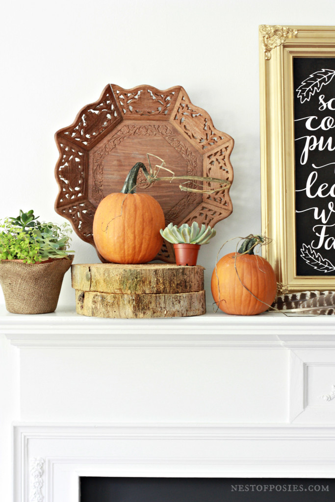 Natural and Thrifted Mantel with free Chalkboard Printable download