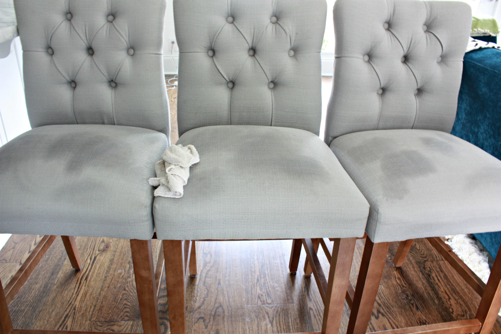 How I clean our upholstered bar stools from food and grease stains