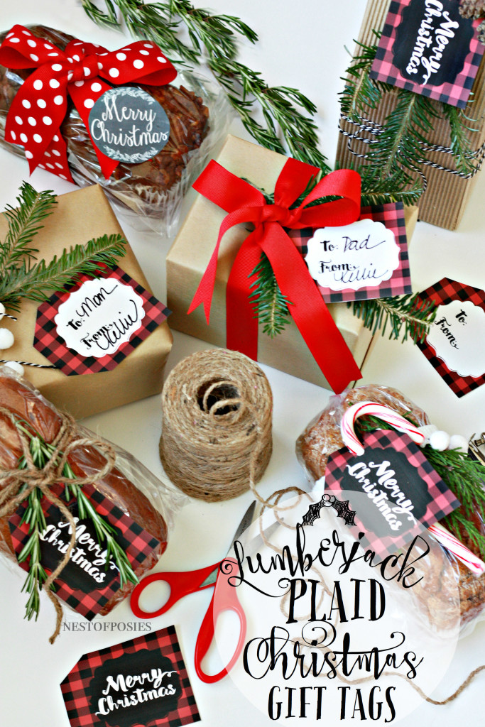 Christmas Gift Tags for baked goods and gifts in Lumberjack Plaid.