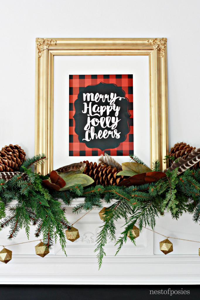 Christmas Mantel with Lumberjack Plaid free printable