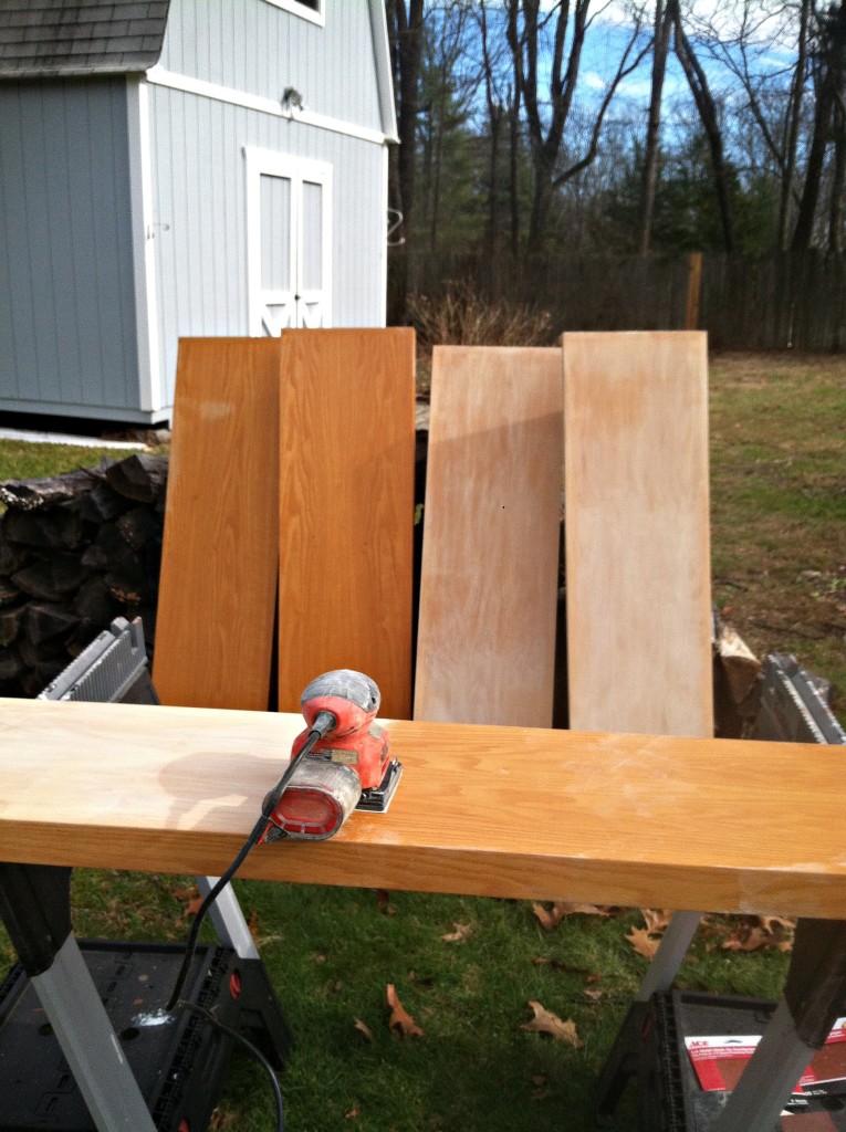 DIY Farmhouse Shelves before