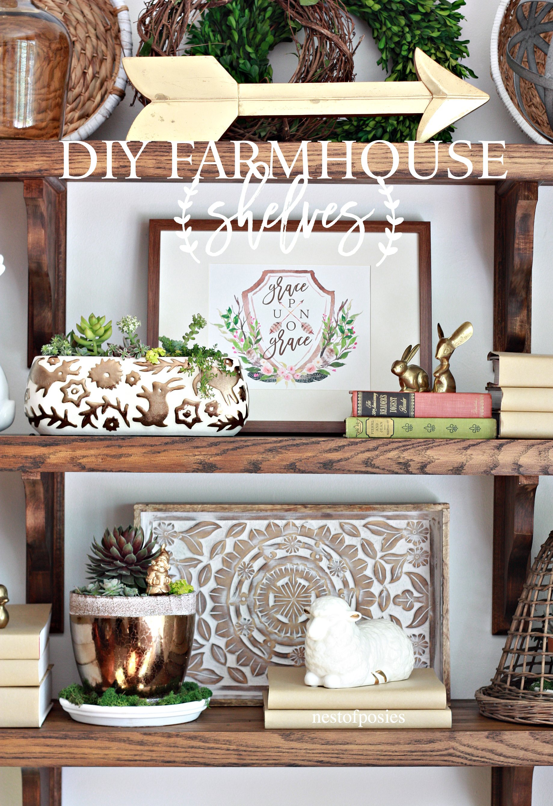 DIY Farmhouse Shelves & styling tips