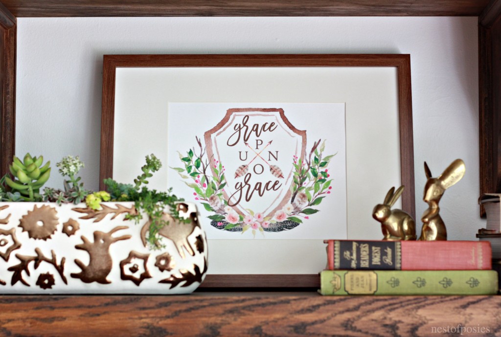 Grace Upon Grace Printable and styling shelves for your home