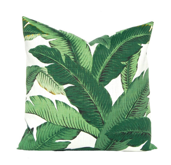 Palm Leaf Banana Pillow Cover