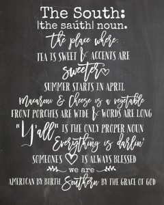 Definition of The South:  Chalkboard Printable