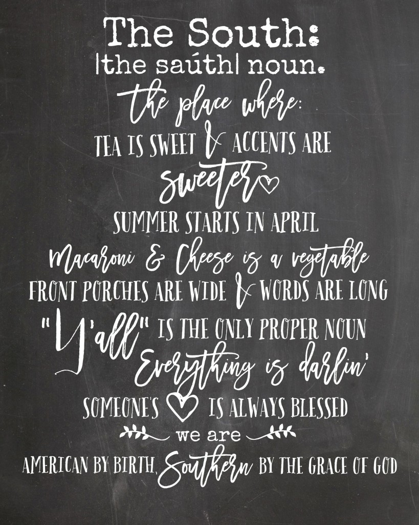 Definition of The South: Chalkboard Printable