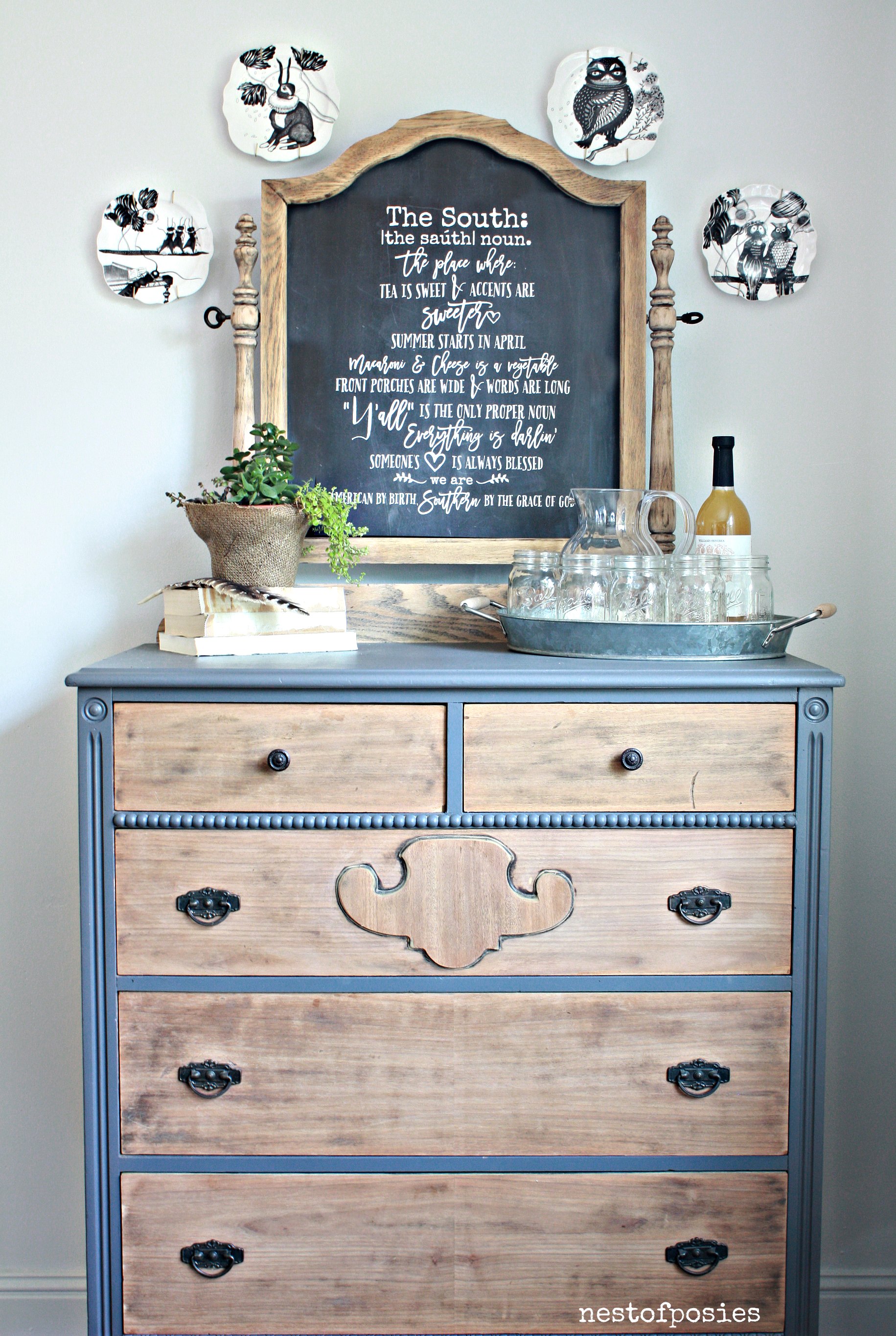 Thrifted Dresser Sanded And Painted Nest Of Posies