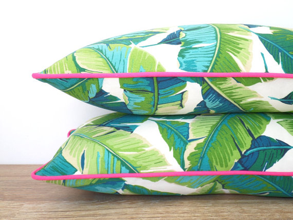 Tropical Palm Leaf Tree Outdoor Pillow