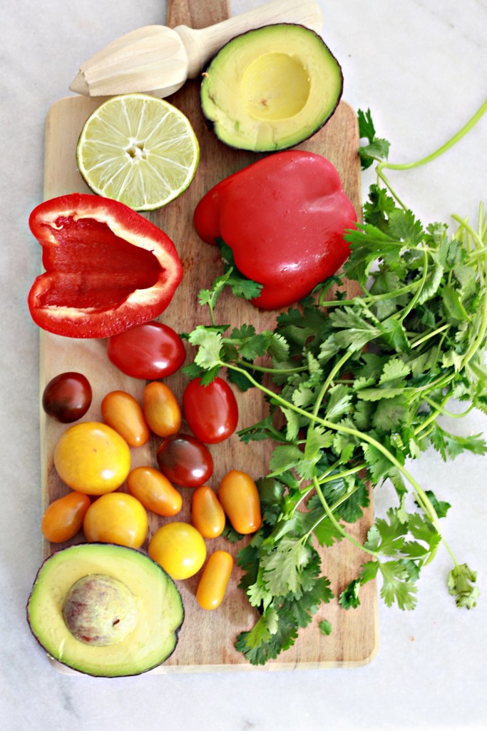 Fresh ingredients for Mexican Shrimp and Grits