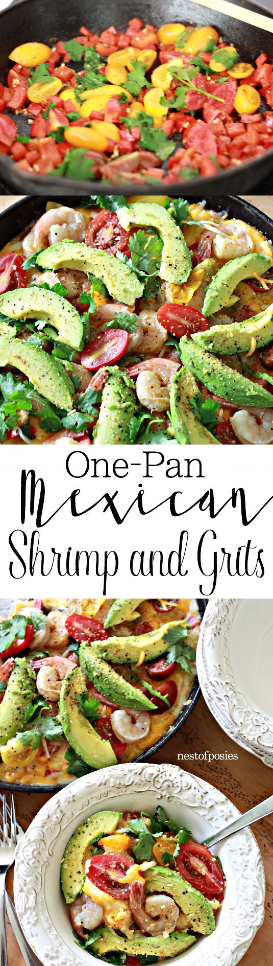 One Pan Mexican Shrimp and Grits. Smothered and Covered Style