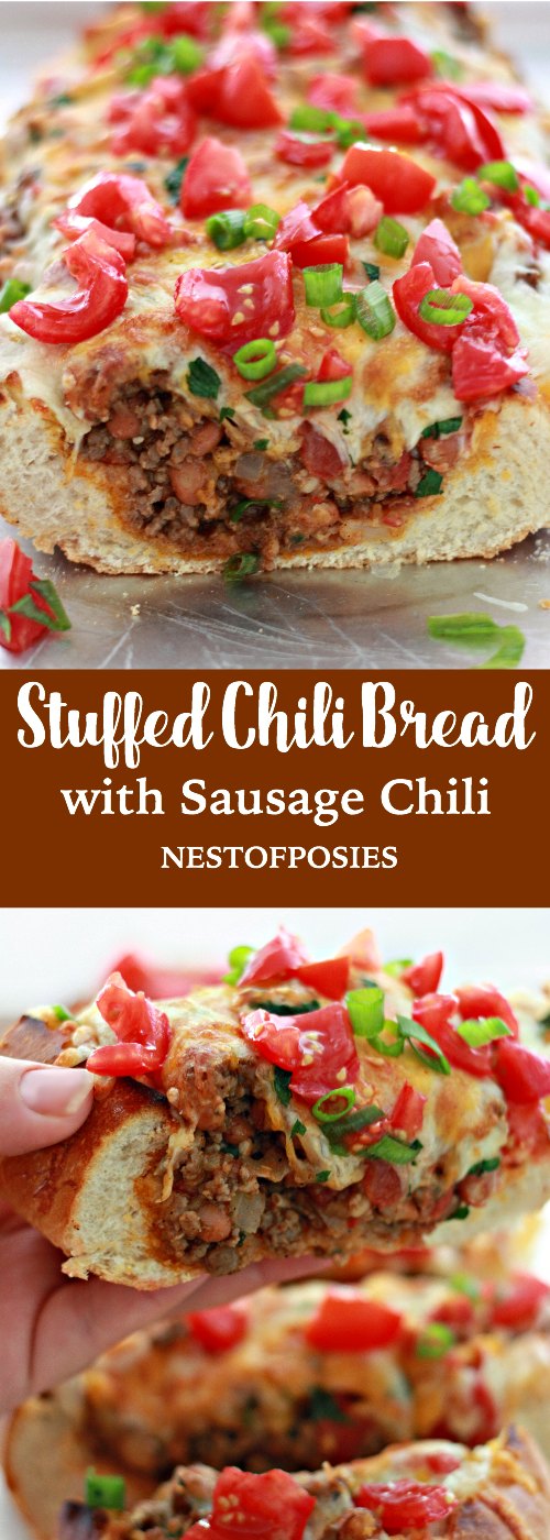 Stuffed Chili Bread with Homemade Sausage Chili