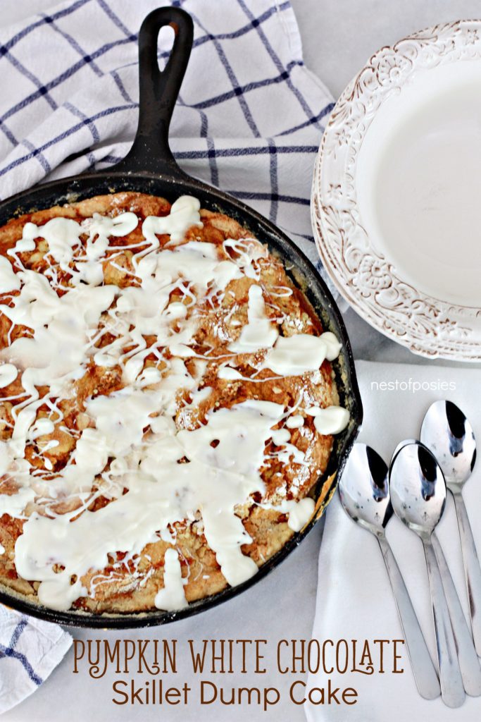 Pumpkin White Chocolate Skillet Dump Cake