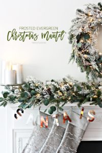 Frosted Evergreen Christmas Mantel