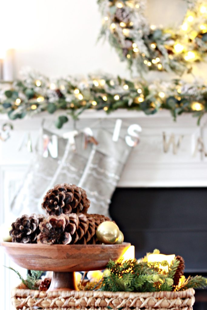 Frosted Evergreen Christmas Mantel